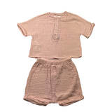 Teddy E Minou Complete T-Shirt-Bermuda Solid Color Pink For Baby Girl