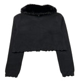 ABEL & LULA cardigan tinta unita collo pelliccia Nero per Bambina 5828 NERO ABEL & LULA 