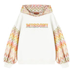 MISSONI felpa chiusa girocollo tinta unta con maniche in contrasto Bianco per Bambina MV4A20 BIANCO MISSONI 