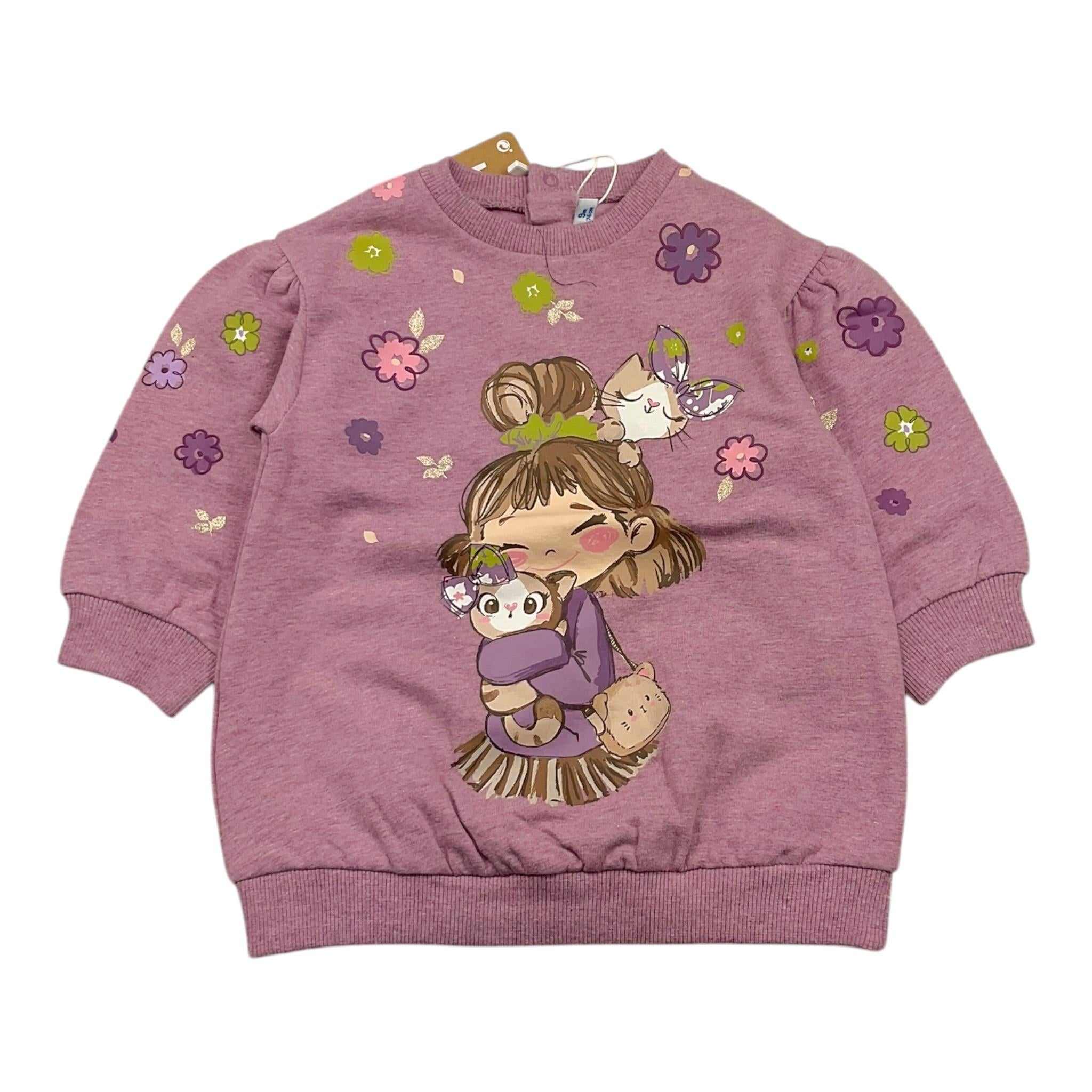 MAYORAL felpa girocollo tinta unita con stampa Viola per Neonata 2922 VIOLA MAYORAL 