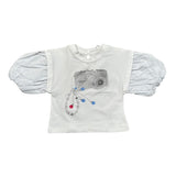 Miss Grant T-Shirt Girocollo Tinta Unita con Stampa per Neonata MG1235N BIANCO MISS GRANT 