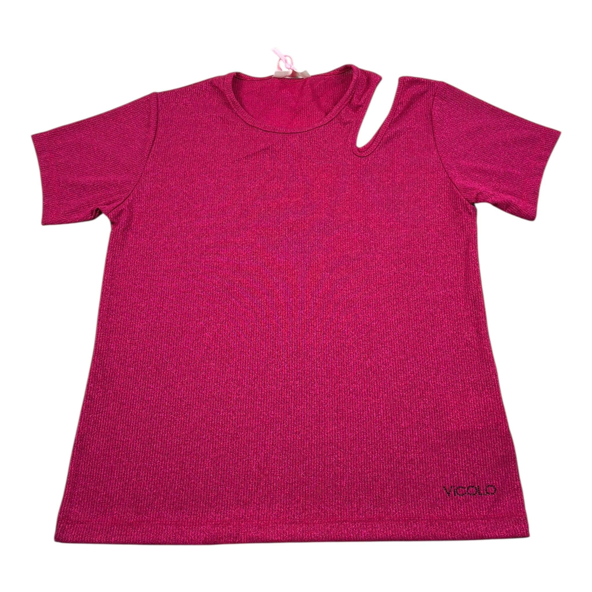 Vicolo T-Shirt tinta unita Brillantinata Fuxia per Bambina 3146M00124 FUXIA VICOLO 
