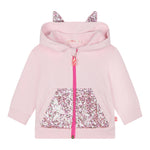 BillIEBLUSH felpa con zip e cappuccio tinta unita con pailettes Rosa per Neonata U20532 ROSA BillIEBLUSH 