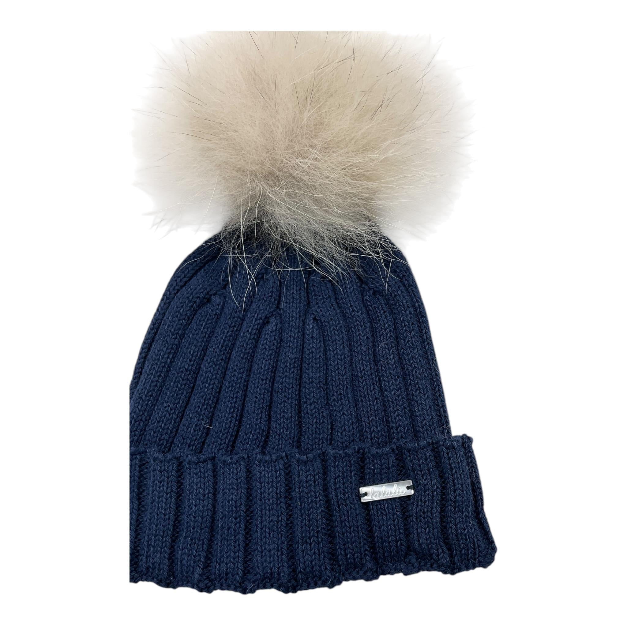 LALALU' cappello tinta unita con pon pon Blu per Neonato CAL12N BLU LALALU' 