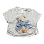 M+E' T-Shirt Girocollo Tinta Unita con Stampa per Neonata UE1858N BIANCO M+E' 