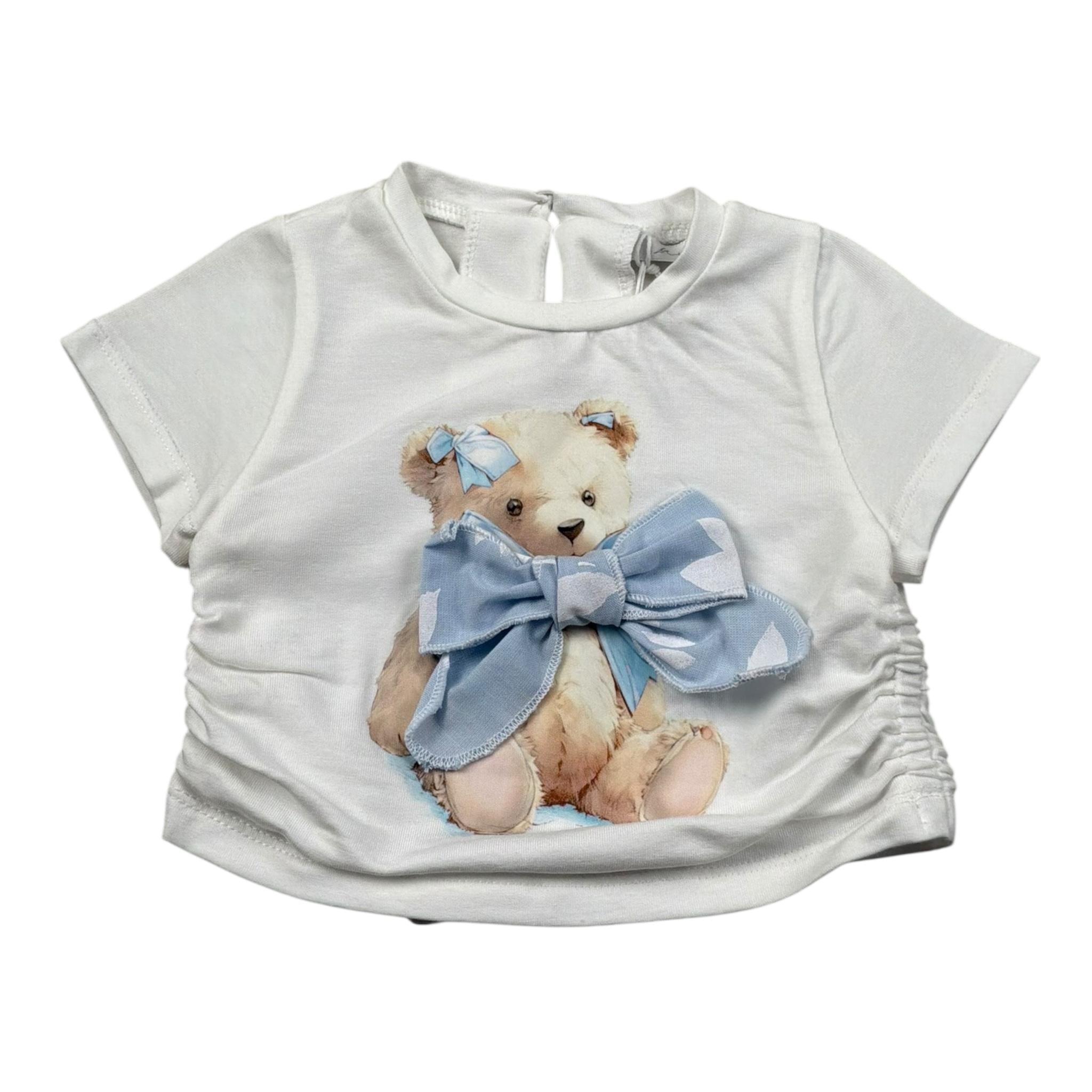 M+E' T-Shirt Girocollo Tinta Unita con Stampa per Neonata UE1858N BIANCO M+E' 