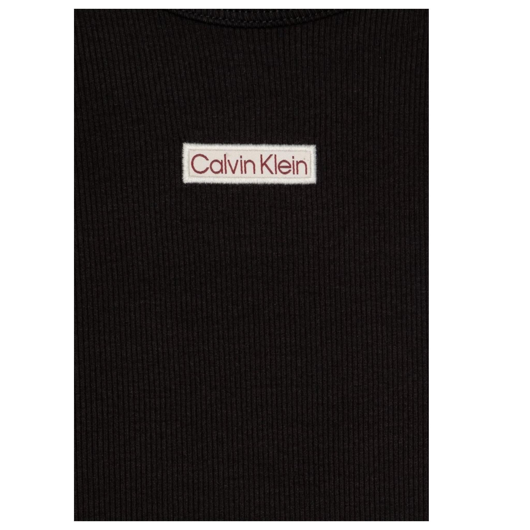 Calvin Klein Abito Tinta Unita Giromanica con Logo per Bambina IG0IG02906XX NERO CALVIN KLEIN 