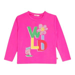 BillIEBLUSH shirt girocollo tinta unita con stampa Rosa fluo per Bambina U20476 ROSA FLUO BillIEBLUSH 