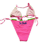 Saint Barth Costume 2 Pezzi Triangolo-Muandina per Bambina VICHY ROSA FLUO SAINT BARTH 