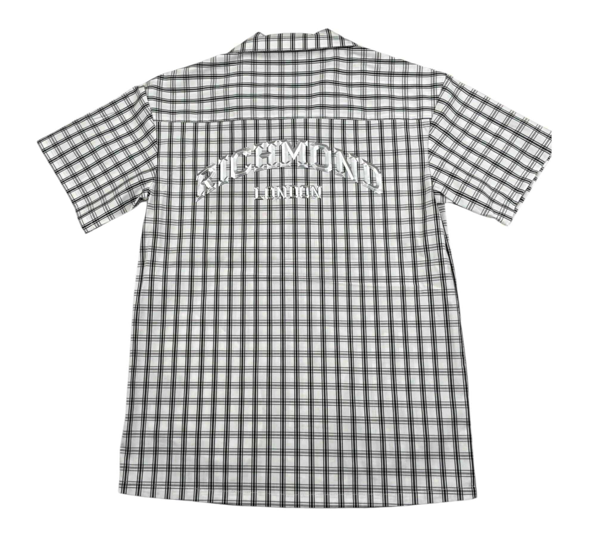 John Richmond Camcia Mezza Manica Fantasia Qaudri per Bambino GBP2613CAE BIANCO JOHN RICHMOND 