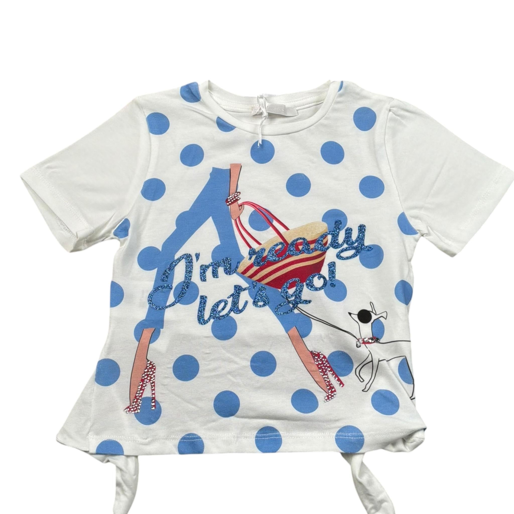 Miss Grant T-Shirt Girocollo Tinta Unita con Stampa per Neonata MG237 BIANCO MISS GRANT 