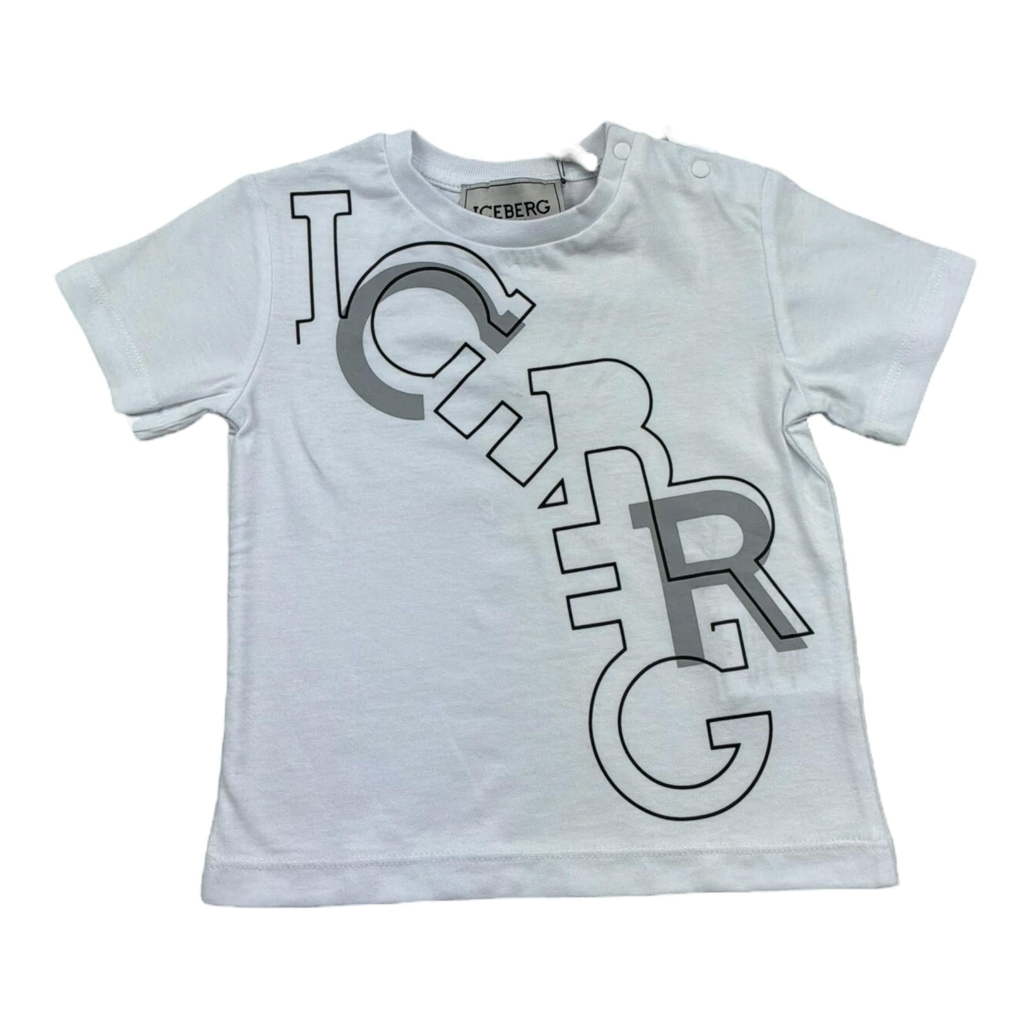 Iceberg T-Shirt Girocollo Tinta Unita con Stampa per Neonato TSICE5109BX BIANCO ICEBERG 