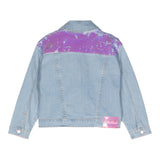 Billieblush Denim Jacket Solid Color With Sequins Light Blue For Girls