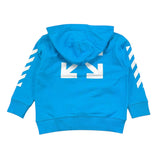 Off-White Solid Color Hoodie With Print Blue For Boys