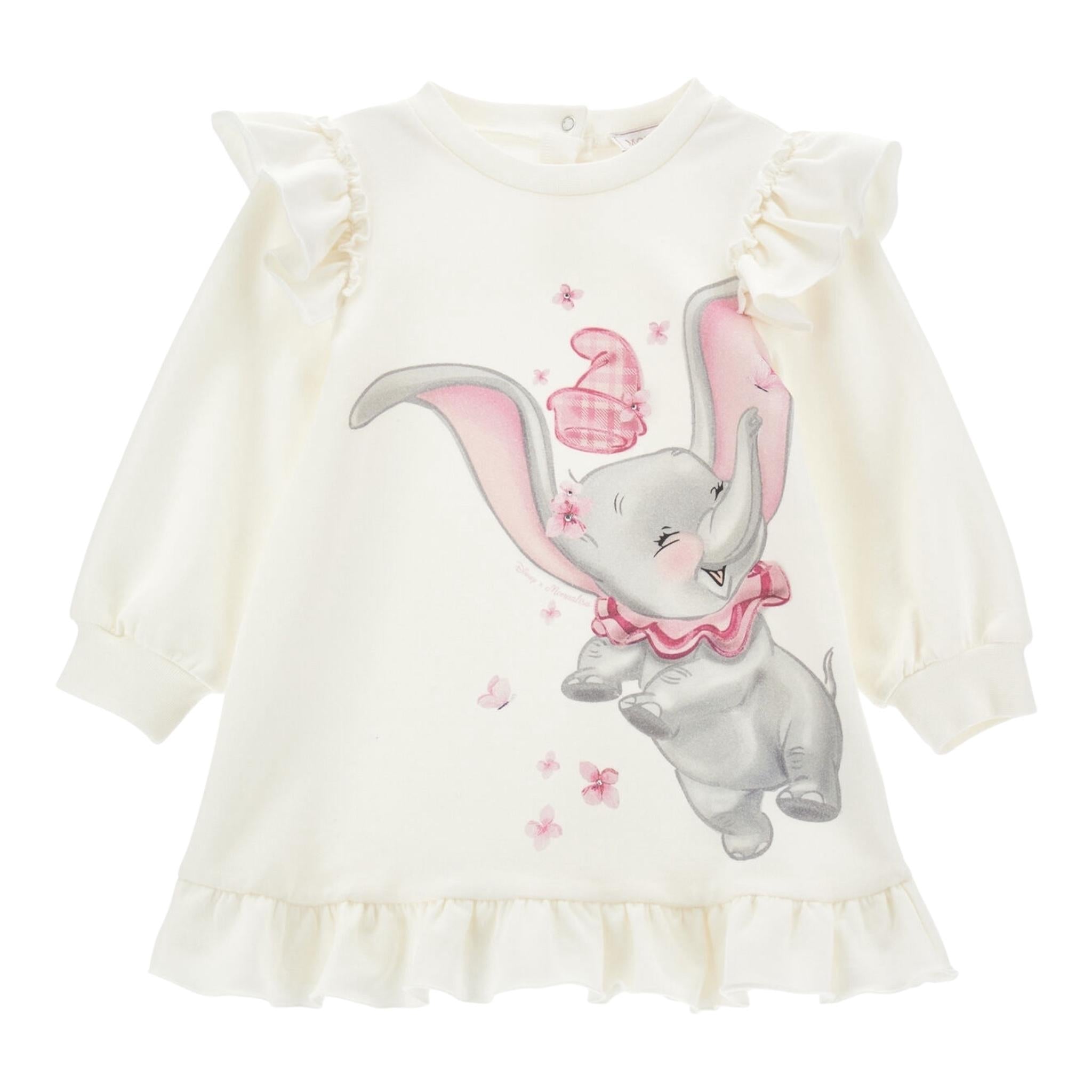 MONNALISA abito tinta unita con stampa Bianco per Neonata 39D900X BIANCO MONNALISA 