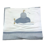 Lalalu' Two-Tone Blanket with Striped Pattern and White/Blue Print for Newborns