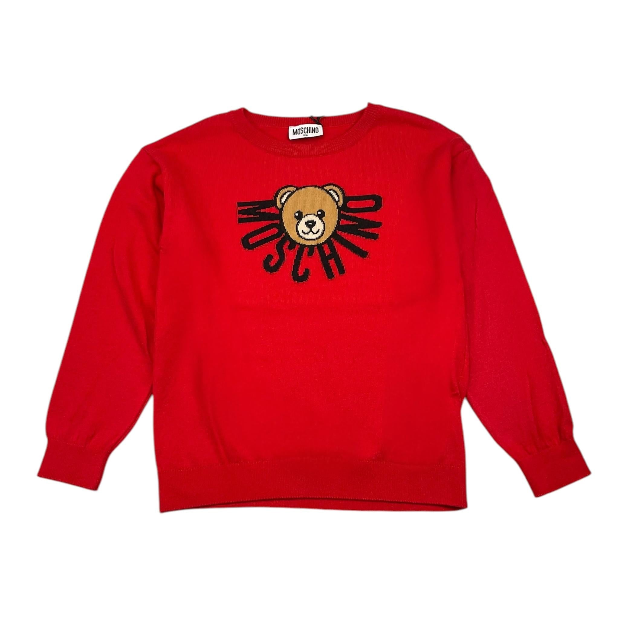 MOSCHINO maglia tinta unita girocollo con stampa Rosso per Bambino HUW01A ROSSO MOSCHINO 