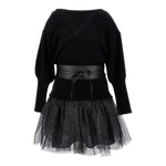 MONNALISA set abito tinta unita con maglia e cintura Nero per Bambina 41B904 NERO MONNALISA 