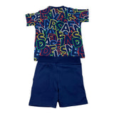 Daniele Alessandrini Complete T-Shirt Solid Color Logo-Blue Bermuda Shorts For Newborn