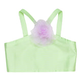 Miss Grant Top Solid Color Armhole With Green Applique For Baby Girl