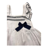 Babidu Solid Color Sleeveless Dress With Contrast Bow White For Baby Girl