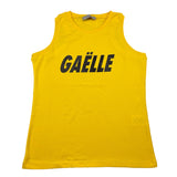 Gaelle Solid Color Crew Neck Tank Top with Yellow Logo Print for Kids