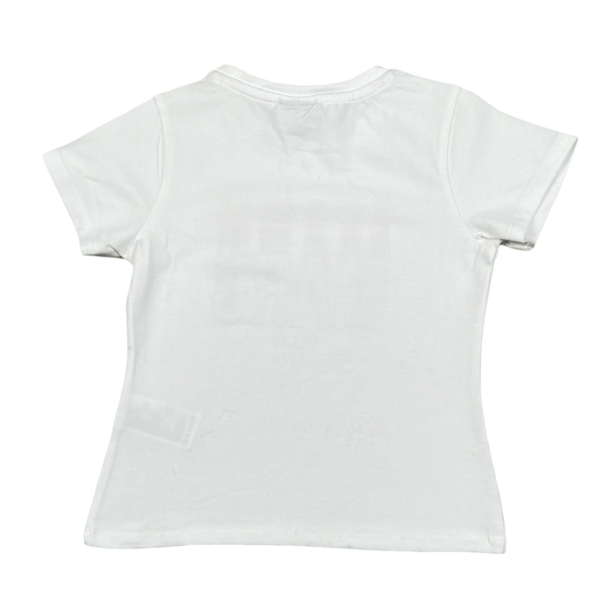 Marc Ellis T-Shirt Girocollo Tinta Unita con Brillantini per Bambina JMJTS16946 BIANCO MARC ELLIS 