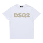 Dsquared2 T-Shirt Girocollo Tinta Unita con Stampa per Bambino DQ2749 BIANCO DSQUARED2 