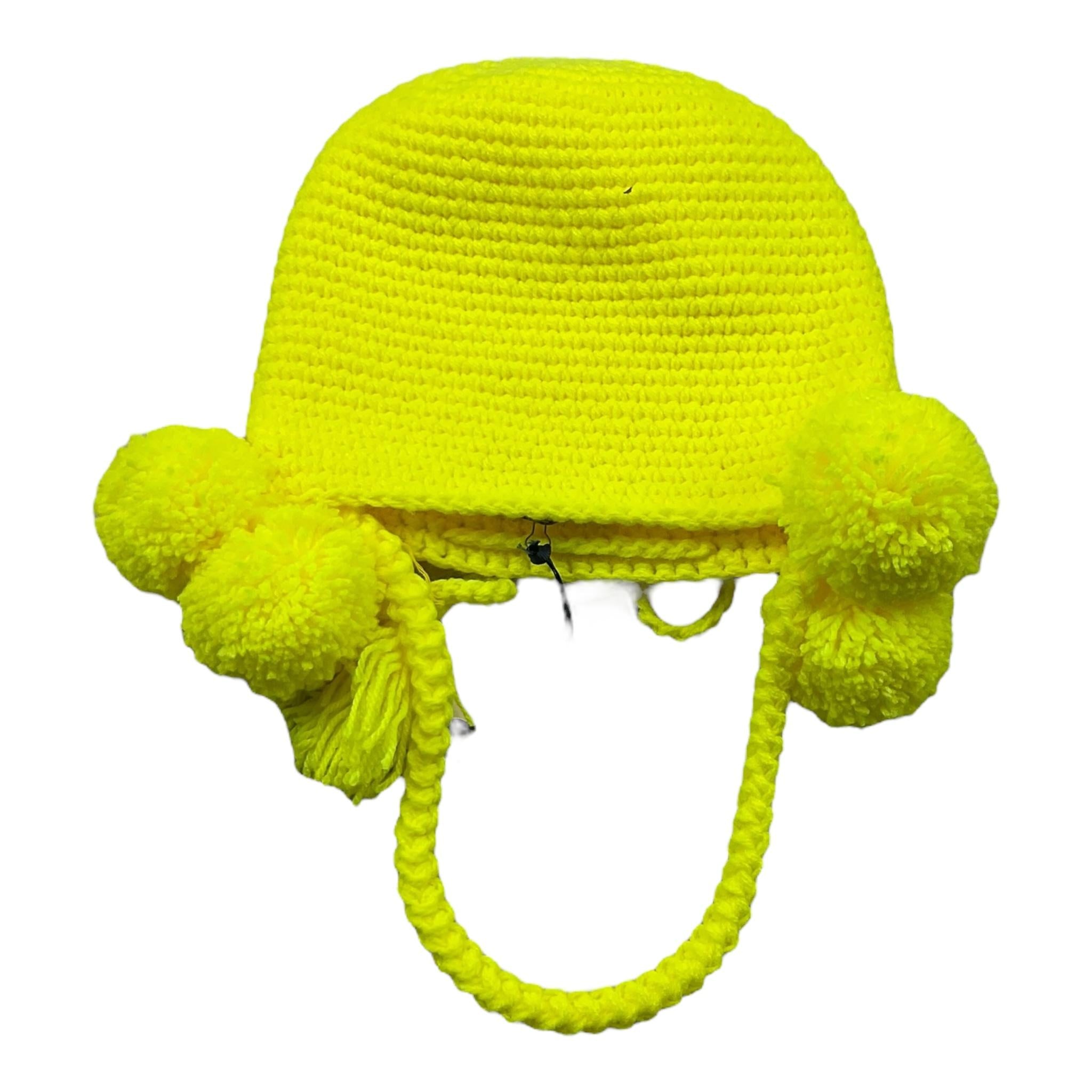 Piccola Ludo Cappello Tinta Unita con Pon Pon per Bambina CAP GIALLO FLUO PICCOLA LUDO 