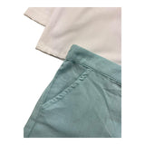 Babidu 2 Piece Set Shirt-Bermuda Two-Tone White/Aqua Green For Baby Girl