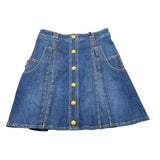 Balmain Solid Color Denim Skirt With Zip Blue For Girls