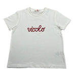 Vicolo T-Shirt Girocollo Tinta Unita con Brillantini per Bambina 3146M00230 BIANCO VICOLO 