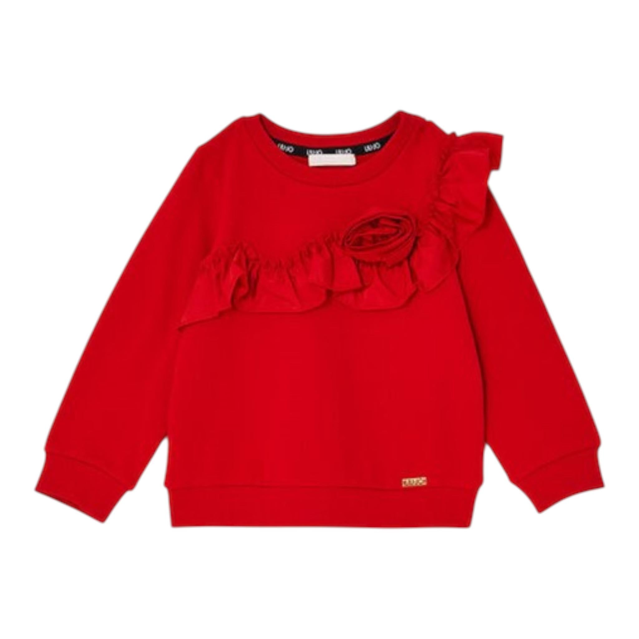 LIU JO felpa girocollo tinta unita con rosa Rosso per Bambina KF3153 ROSSO LIU JO 