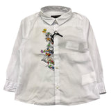 Daniele Alessandrini Long Sleeve Shirt Solid Color with Contrast Print White for Newborns