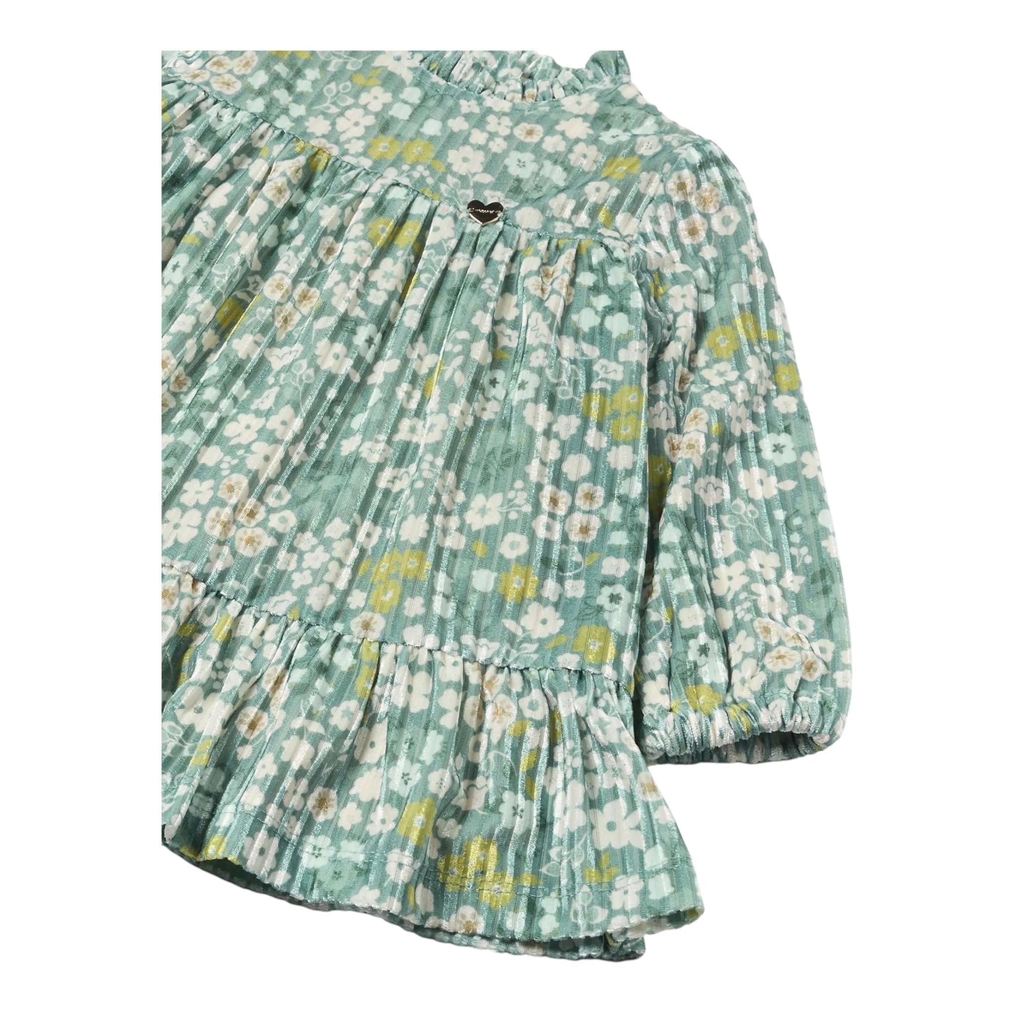MAYORAL abito tinta unita con fantasia fiori Verde per Bambina 2923J VERDE MAYORAL 