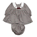 BABIDU set abito tinta unita con fantasia a quadri e colletto-coulotte Bianco per Neonata 92660 BIANCO BABIDU 