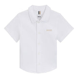 Boss Camicia Mezza Manica Tinta Unita per Neonato J52092 BIANCO BOSS 