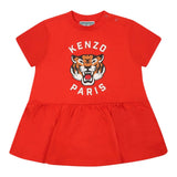 Kenzo Abito Mezza Manica Tinta Unita con Logo per Neonata K60941 ROSSO KENZO 