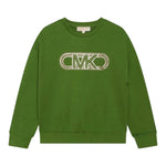 MICHAEL KORS felpa chiusa girocollo tinta unita cn logo Verde per Bambina R15212 VERDE MICHAEL KORS 