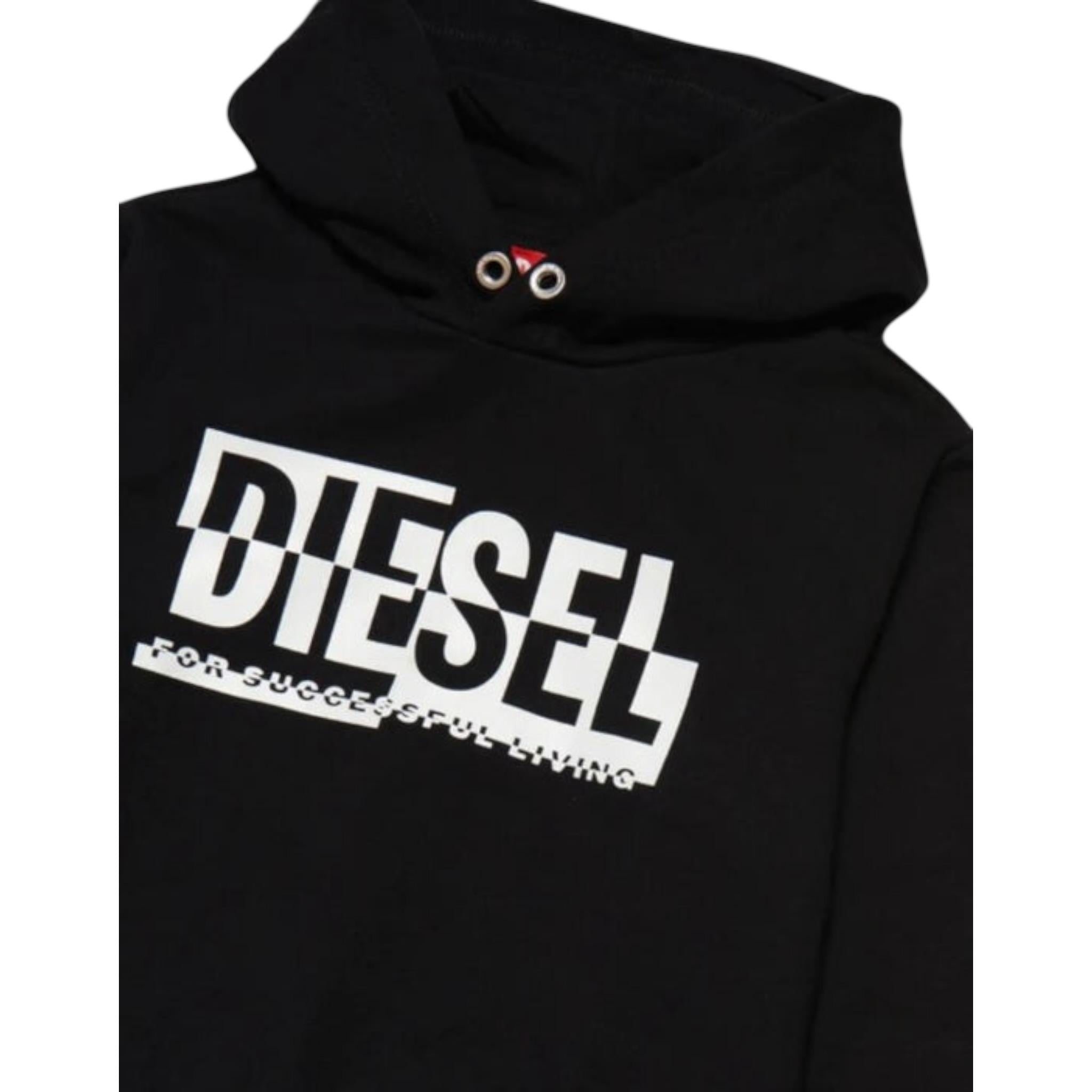 Diesel Felpa Chiusa con Cappuccio tinta unita Nero per Bambina J01457X NERO DIESEL 