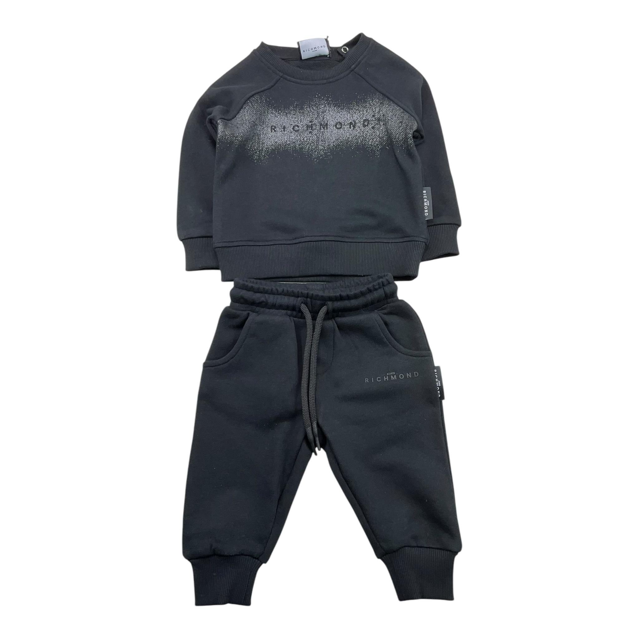 JOHN RICHMOND completo 2pz tinta unita felpa-pantalone Nero per Neonata RIA25018CF NERO JOHN RICHMOND 