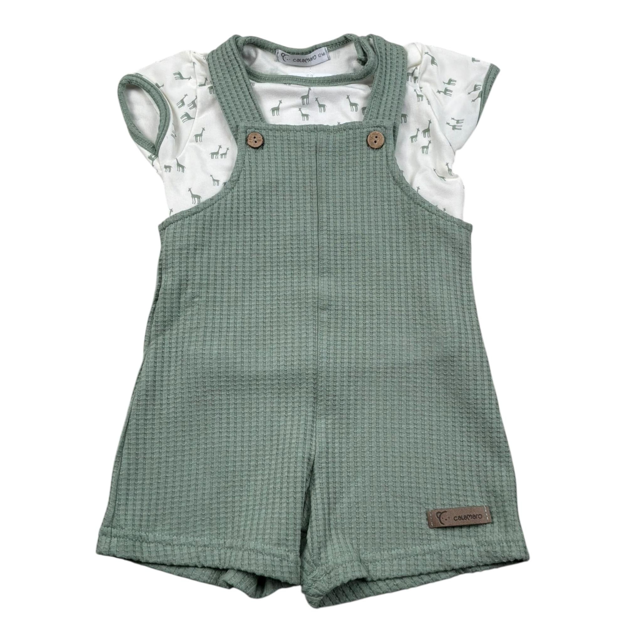 Calamaro Completo 2 Pezzi T-Shirt-Salopette per Neonato 17936 VERDE CALAMARO 