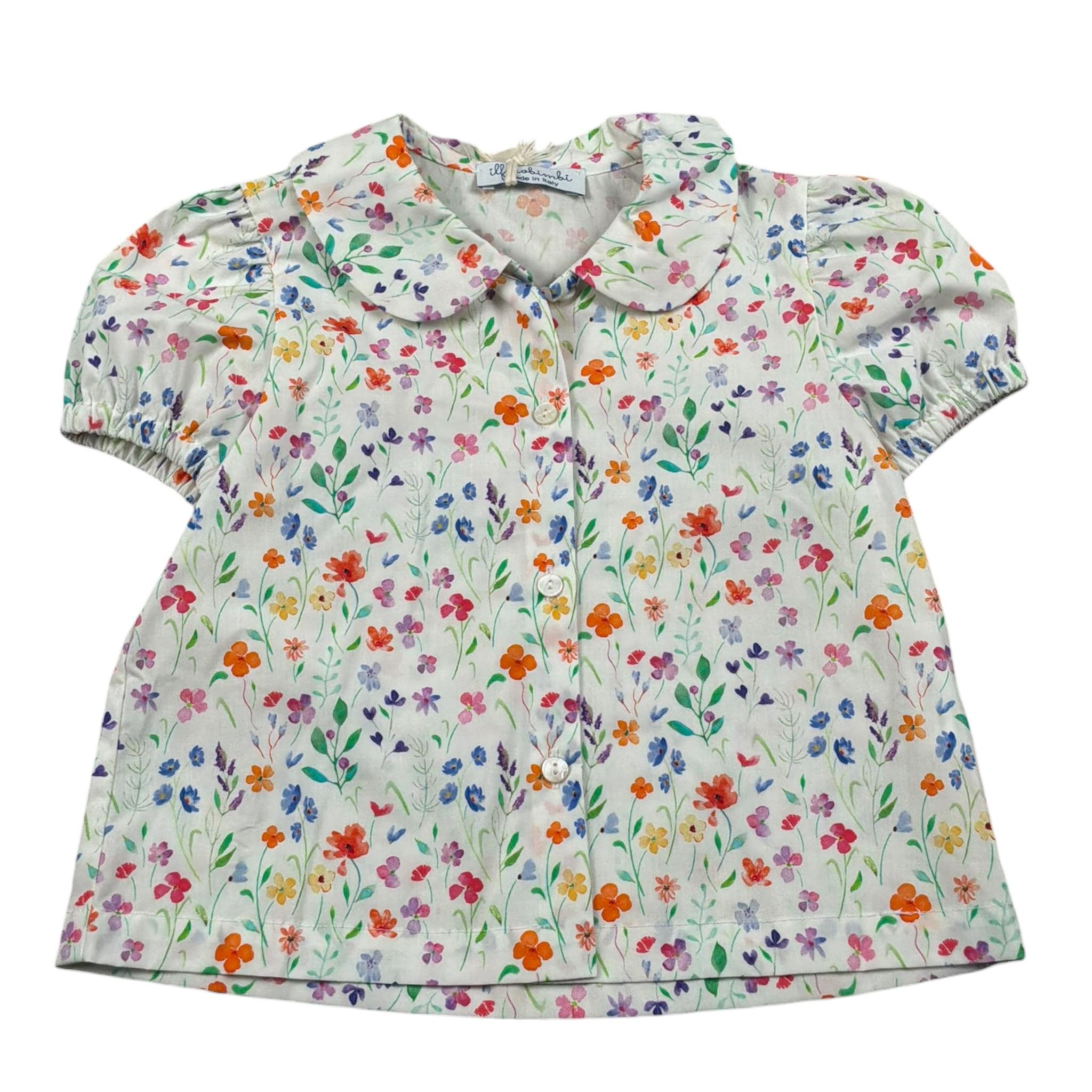 Ilfarobimbi Camicia Mezza Manica Tinta Unita Fantasia Floreale per Bambina IFB40105 BIANCO ILFAROBIMBI 