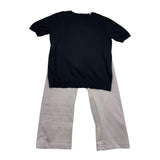 Never Too Complete Solid Color Crewneck Sweater-Black Pants For Boys