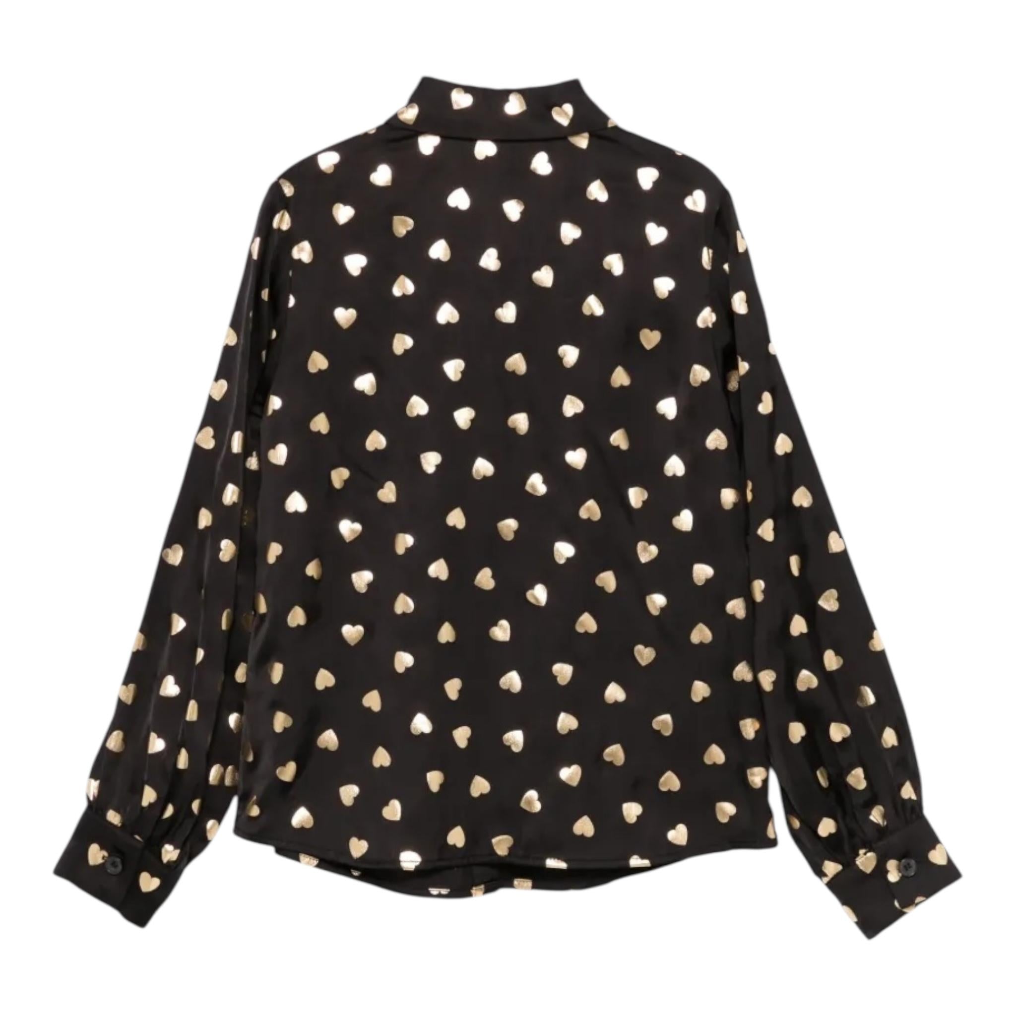 MOSCHINO camicia manica lunga tinta unita con stampe cuoricini Nero per Bambina HDC01WX NERO MOSCHINO 