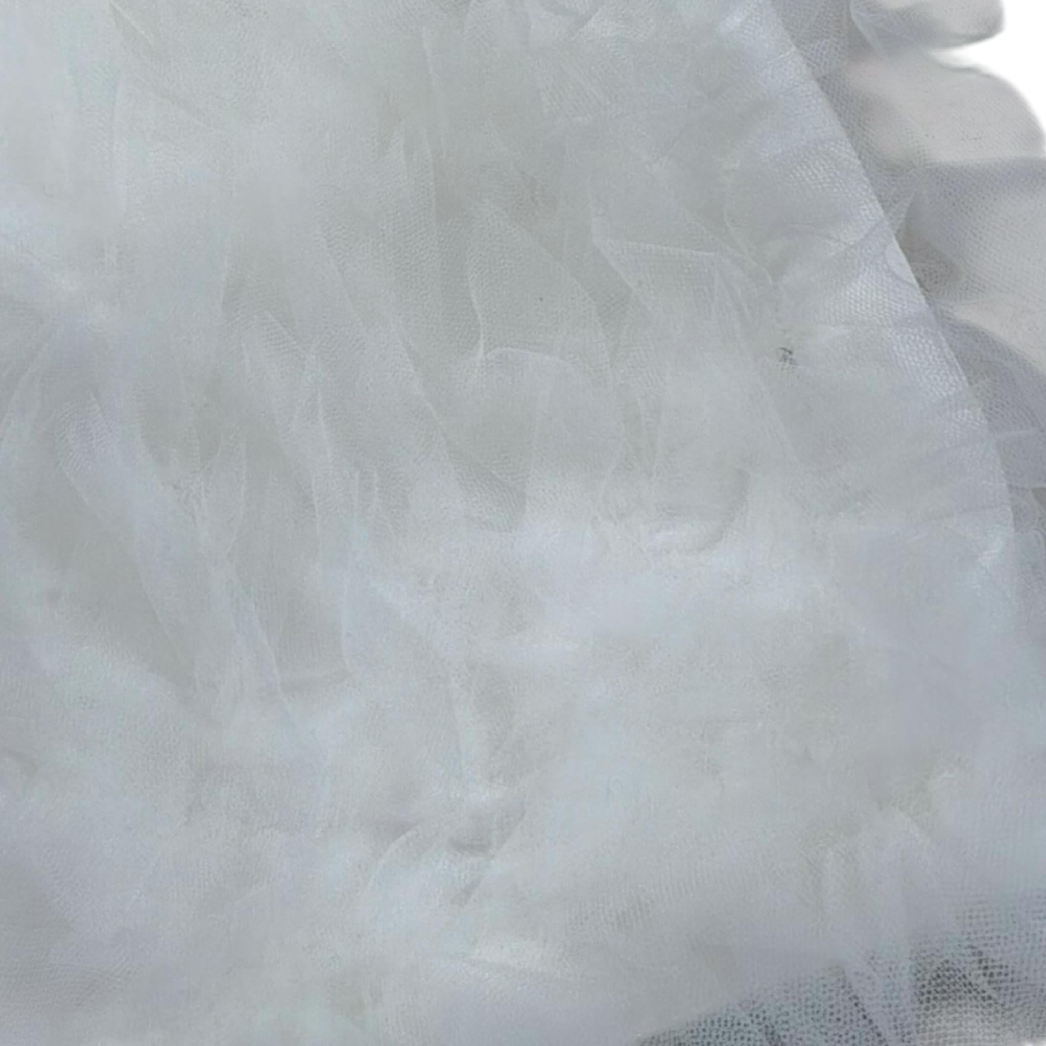 Nunzia Corinna Abito Giromanica Tinta Unita con Tulle per Bambina NJ2016149 BIANCO NUNZIA CORINNA 