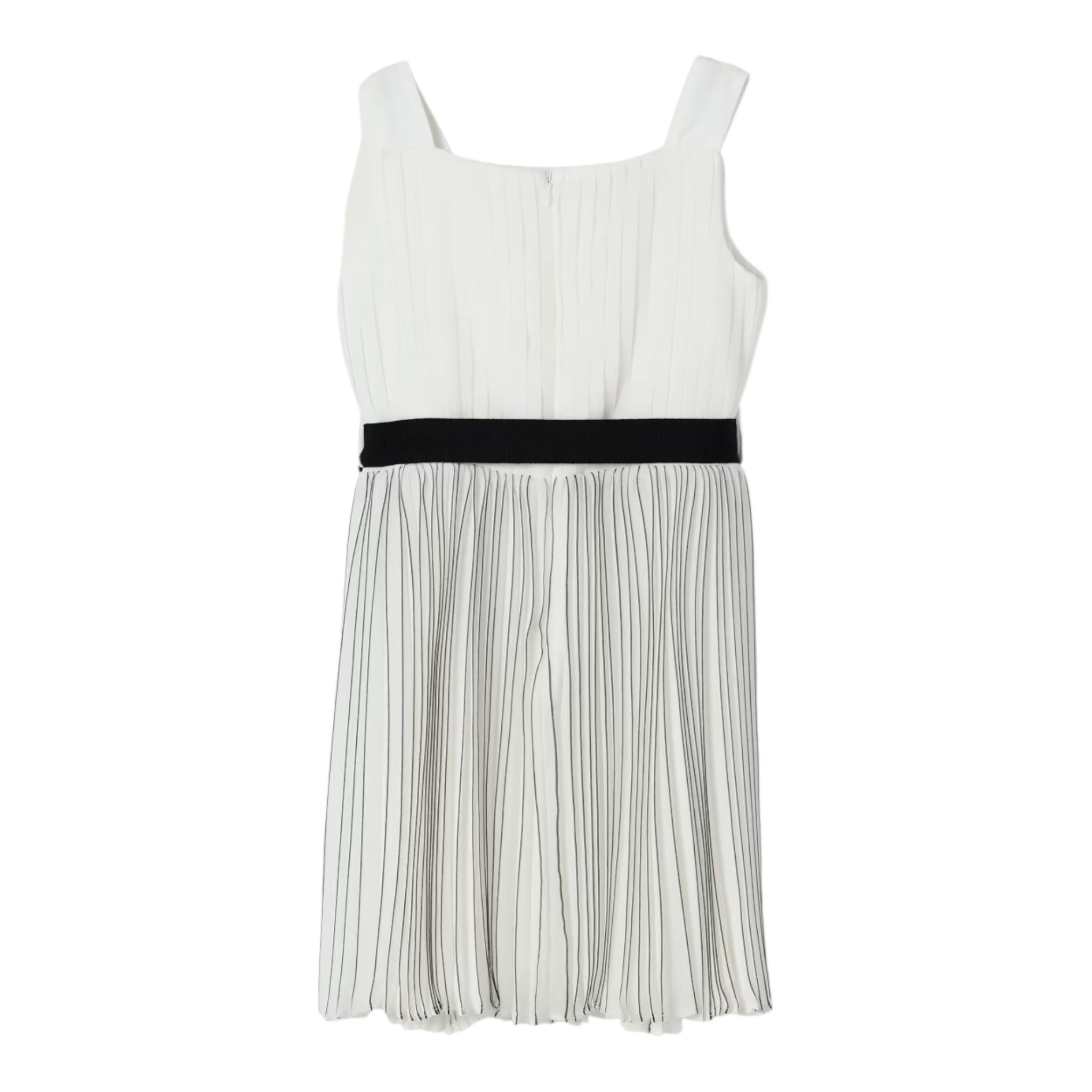 Liu Jo Abito Tinta Unita con Cintura E Fantasia A Righe per Bambina GA5070X BIANCO LIU JO 