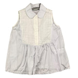 Simonetta Plain White Embroidery Sleeveless Shirt For Girls