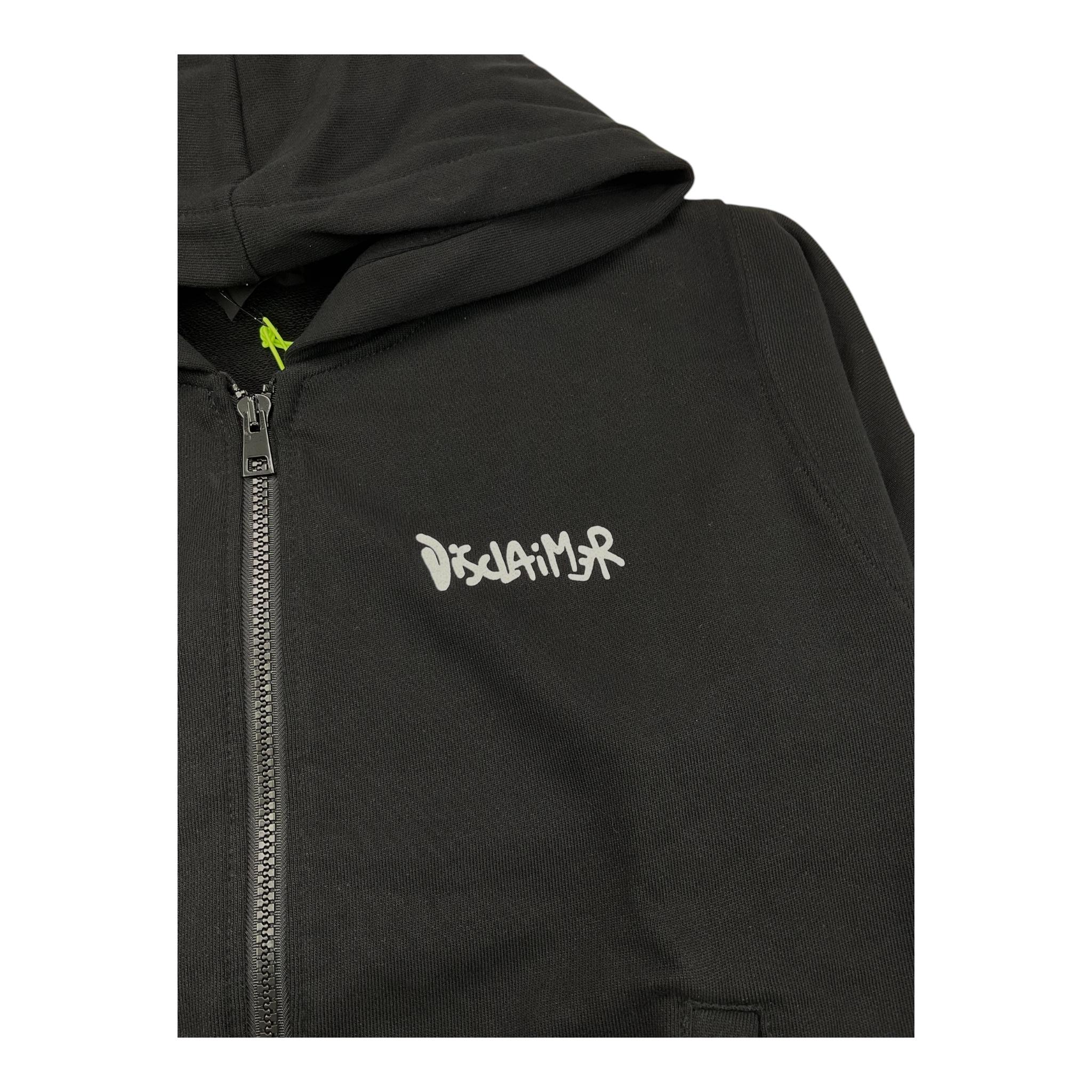 DISCLAIMER felpa con zip e cappuccio tinta unita con stampa Nero per Bambino 24IDK58243 NERO DISCLAIMER 