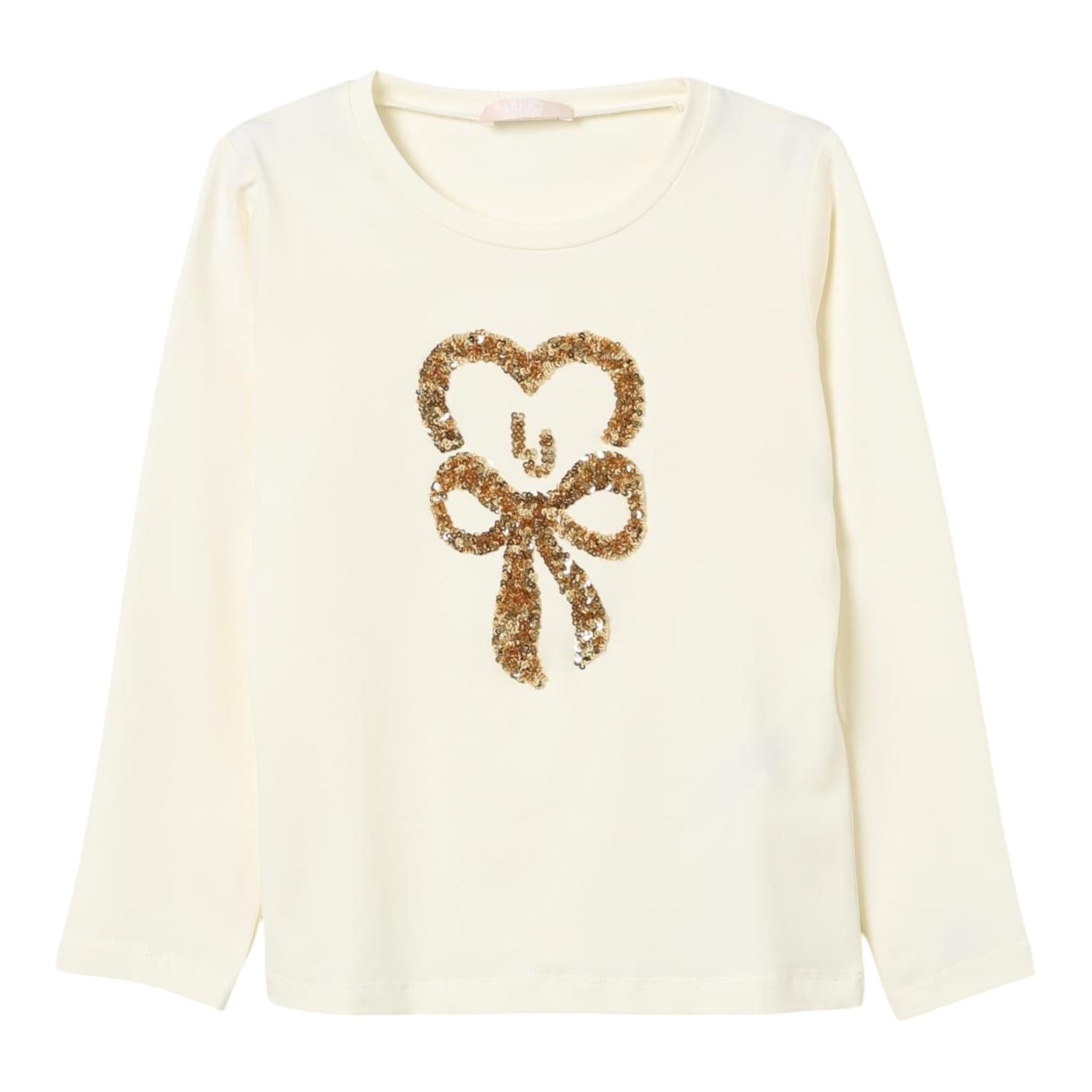 LIU JO shirt girocollo tinta unita con stampa Panna per Neonata KF4118J0088 PANNA LIU JO 